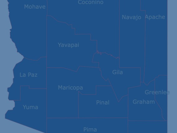 arizona map with counties names
