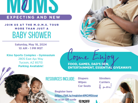 flyer for MOMS shower on May 18